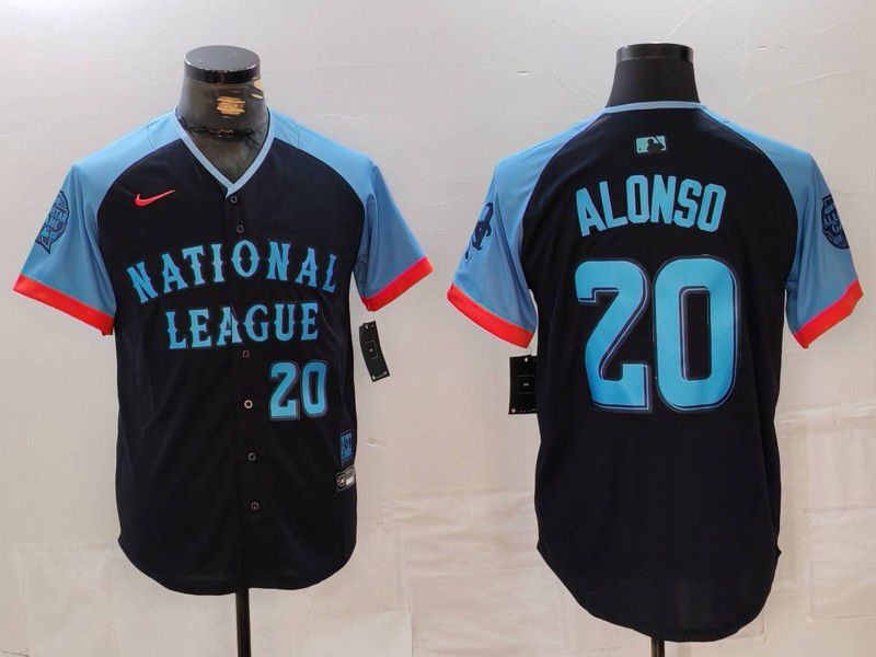Men New York Mets #20 Alonso Blue All star 2024 Nike MLB Jersey style 5->new york mets->MLB Jersey